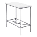 Tables White Accent Table - 11'.75" x 23'.75" x 22" White, Silver, Mdf, Metal - Accent Table HomeRoots