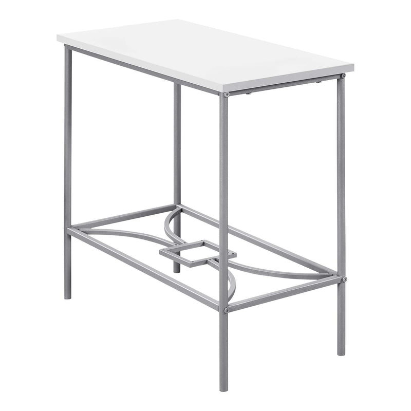 Tables White Accent Table - 11'.75" x 23'.75" x 22" White, Silver, Mdf, Metal - Accent Table HomeRoots