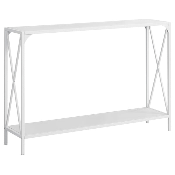 Tables White Accent Table - 12" x 48" x 32" White, White, Mdf, Metal - Accent Table HomeRoots