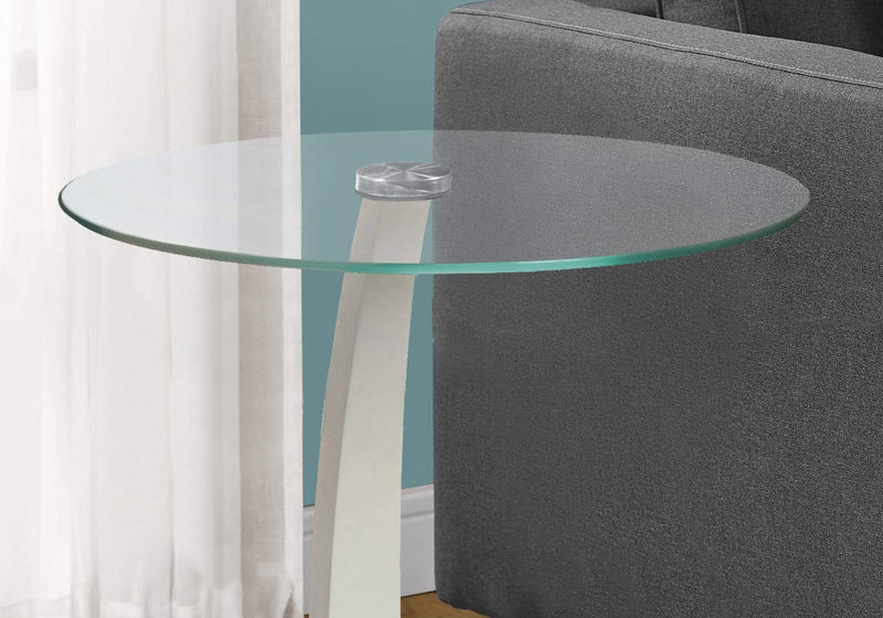 Tables White Accent Table - 17'.75" x 17'.75" x 24" White/Clear, Particle Board, Tempered Glass - Accent Table HomeRoots