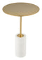 Tables White Side Table - 15.6" x 15.6" x 23.2" White & Gold, Marble, Aluminium, Side Table HomeRoots