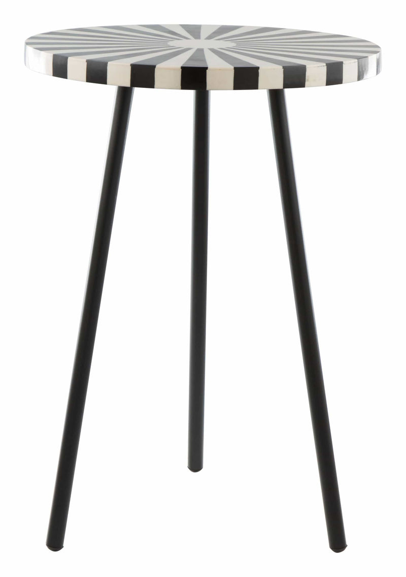 Tables White Side Table - 15" x 15" x 21.1" Black & White, Resin, Iron, Side Table HomeRoots