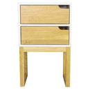 Tables White Side Table - 16" X 12" X 26" White & Natural Solid Wood Two Drawer Side Table HomeRoots