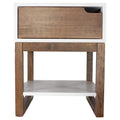 Tables White Side Table - 16" X 16" X 20" White & Mocha Solid Wood One Drawer Side Table w/ Shelf HomeRoots
