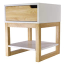 Tables White Side Table - 16" X 16" X 20" White & Natural Solid Wood One Drawer Side Table w/ Shelf HomeRoots