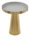 Tables White Side Table - 17.7" x 17.7" x 20.7" White & Gold, Porcelain Enamel, Iron, Side Table HomeRoots