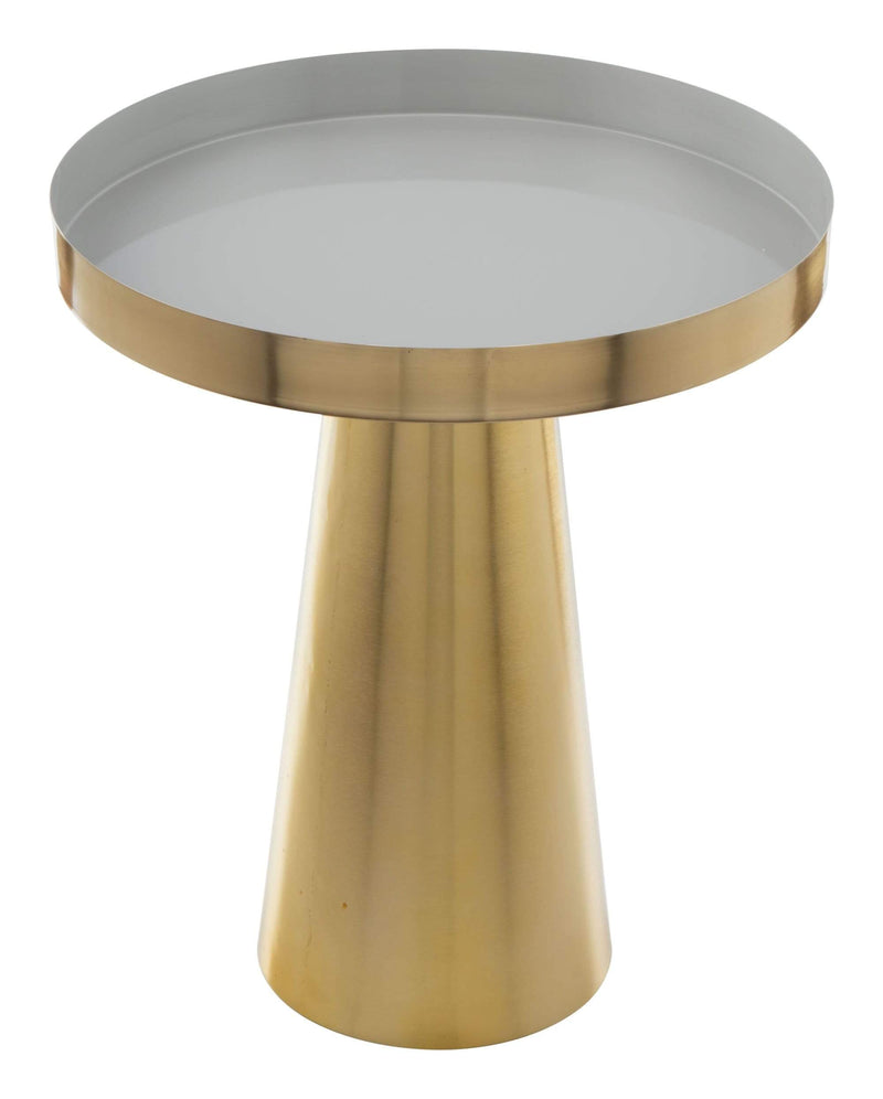 Tables White Side Table - 17.7" x 17.7" x 20.7" White & Gold, Porcelain Enamel, Iron, Side Table HomeRoots