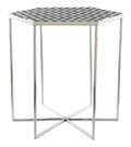 Tables White Side Table - 18.7" x 18.7" x 21.1" Black & White, Resin, Steel, Side Table HomeRoots