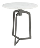 Tables White Side Table - 18" x 18" x 21" White Marble & Black, Marble, Aluminium, Side Table HomeRoots