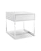 Tables White Side Table - Side Table High Gloss White One Drawer Polished Stainless Steel Legs HomeRoots