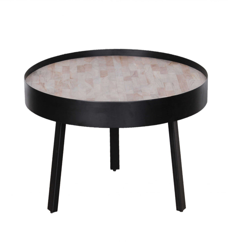 Tables Wood Coffee Table - 21" X 21" X 19" Multi Wood Metal Round Coffee Table Small HomeRoots