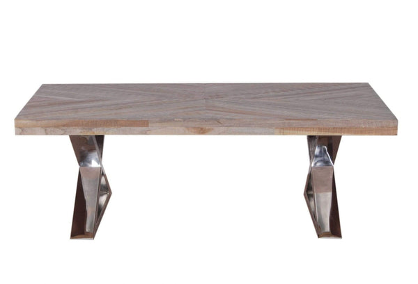 Tables Wood Coffee Table - 24" X 48" X 16" Multi /Chrome Wood Metal Coffee Table HomeRoots