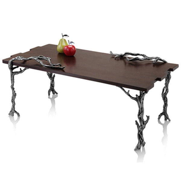 Tables Wood Coffee Table - 24" x 48" x 18" Brown & Silver, Vine - Coffee Table HomeRoots