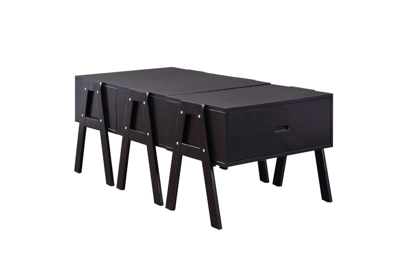 Tables Wood Coffee Table - 25" X 48" X 20" Black Wood Veneer Coffee Table (Convertible) HomeRoots