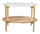 Tables Wood Coffee Table - 30" x 30" x 20" White Marble, Wood, Metal, Coffee Table HomeRoots