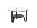 Tables Wood Coffee Table - 31" X 31" X 18" Dark Walnut Clear Glass Wood Coffee Table HomeRoots