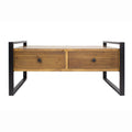 Wood Coffee Table - 39'.75" X 25'.5" X 18'.5" Green, Brown Natural Metal, Wood, MDF Coffee Table with  Drawers