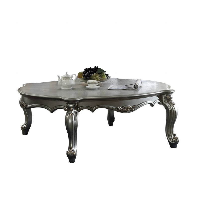 Tables Wood Coffee Table - 47" X 54" X 20" Antique Platinum Wood Poly-Resin Coffee Table HomeRoots