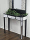Tables Wood Console Table 35'.5" X 13" X 31" Black MDF, Wood, Mirrored Glass Console Table with a Mirrored Glass Top and a Drawer 4687 HomeRoots