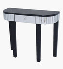 Tables Wood Console Table - 35'.5" X 13" X 31" Black MDF, Wood, Mirrored Glass Console Table with a Mirrored Glass Top and a Drawer HomeRoots