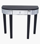 Tables Wood Console Table - 35'.5" X 13" X 31" Black MDF, Wood, Mirrored Glass Console Table with a Mirrored Glass Top and a Drawer HomeRoots