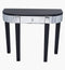 Tables Wood Console Table - 35'.5" X 13" X 31" Black MDF, Wood, Mirrored Glass Console Table with a Mirrored Glass Top and a Drawer HomeRoots