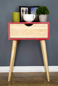 Tables Wood End Tables - 16" X 12" X 24" Red MDF, Wood End Table with Drawer HomeRoots