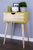 Tables Wood End Tables - 16" X 12" X 24" Yellow MDF, Wood End Table with Drawer HomeRoots