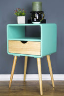 Tables Wood End Tables - 16" X 12" X 26" Aqua MDF, Wood End Table with Drawer and Shelf HomeRoots