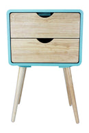 Tables Wood End Tables - 16" X 12" X 26" Aqua MDF, Wood End Table with Drawers HomeRoots