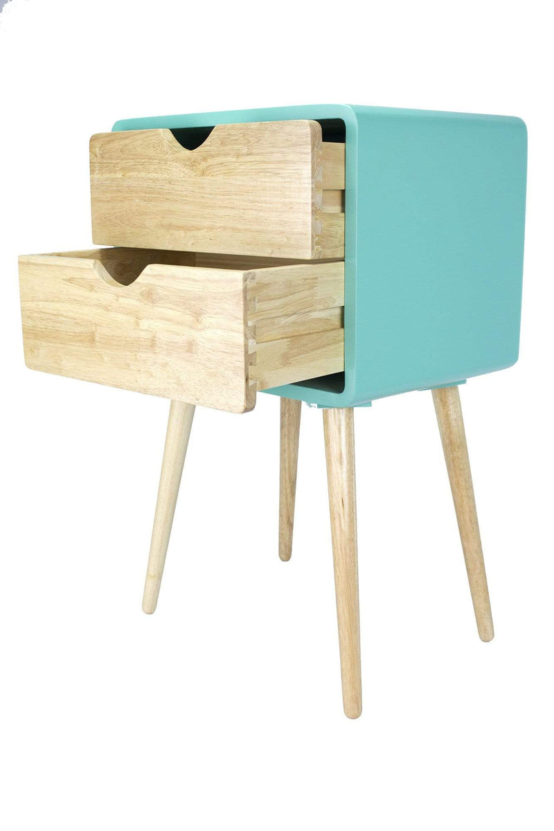 Tables Wood End Tables - 16" X 12" X 26" Aqua MDF, Wood End Table with Drawers HomeRoots