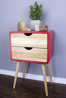 Tables Wood End Tables - 16" X 12" X 26" Red MDF, Wood End Table with Drawers HomeRoots