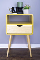 Tables Wood End Tables - 16" X 12" X 26" Yellow MDF, Wood End Table with Drawer and Shelf HomeRoots