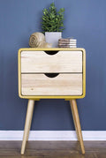 Tables Wood End Tables - 16" X 12" X 26" Yellow MDF, Wood End Table with Drawers HomeRoots