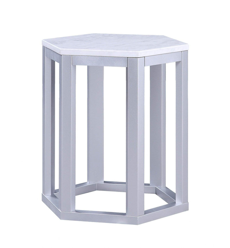 Tables Wood End Tables - 16" X 18" X 20" Silver Marble Wood 2Pc Pk End Table HomeRoots