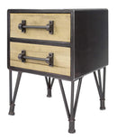 Tables Wood End Tables - 18" X 18" X 15" Charcoal And Natural Wood Iron, Wood, MDF End Table with Drawers HomeRoots