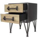 Wood End Tables - 18" X 18" X 15" Charcoal And Natural Wood Iron, Wood, MDF End Table with Drawers