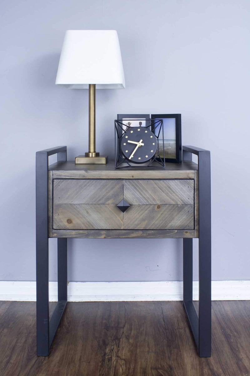 Tables Wood End Tables - 20" X 14'.25" X 23'.5" Brown Metal, Wood, MDF End Table with a Drawer HomeRoots