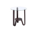 Tables Wood End Tables - 20" X 20" X 22" Dark Walnut Clear Glass Wood End Table HomeRoots