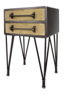 Tables Wood End Tables - 22" X 14" X 24" Charcoal And Natural Wood Iron, Wood, MDF End Table with a Drawer HomeRoots