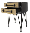 Tables Wood End Tables - 22" X 14" X 24" Charcoal And Natural Wood Iron, Wood, MDF End Table with a Drawer HomeRoots