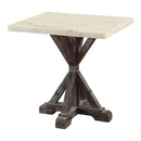 Tables Wood End Tables - 22" X 24" X 23" White Marble Weathered Espresso Wood End Table HomeRoots