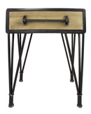 Tables Wood End Tables - 22" X 9" X 24" Charcoal And Natural Wood Iron, Wood, MDF End Table with a Drawer HomeRoots