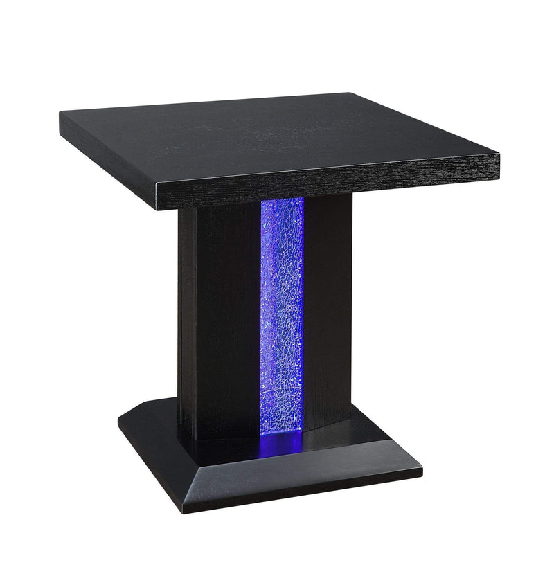 Tables Wood End Tables - 24" X 24" X 24" Black LED Wood Glass End Table HomeRoots