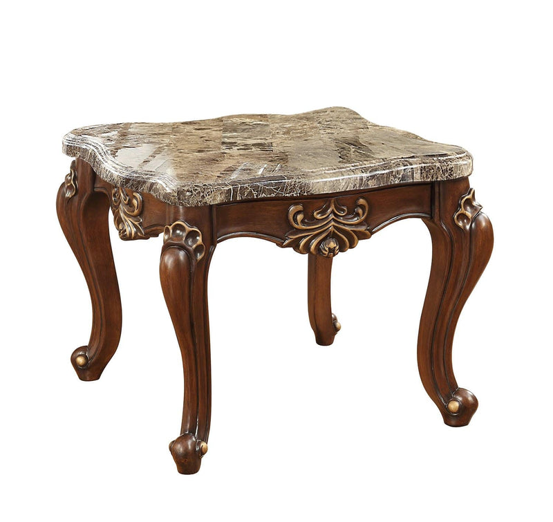 Tables Wood End Tables - 30" X 30" X 24" Marble Walnut Wood End Table HomeRoots