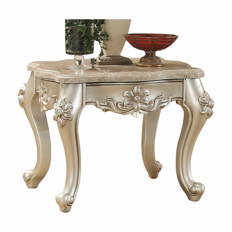 Tables Wood End Tables - 31" X 31" X 24" Marble Champagne Wood End Table HomeRoots