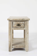 Wooden One Drawer Chairside Table In Washed Gray Finish