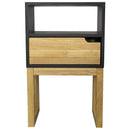 Tables Wooden Side Table - 16" X 12" X 26" Black & Natural Solid Wood One Drawer Open Display Side Table HomeRoots