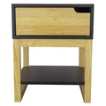 Tables Wooden Side Table - 16" X 16" X 20" Black & Natural Solid Wood One Drawer Side Table w/ Shelf HomeRoots