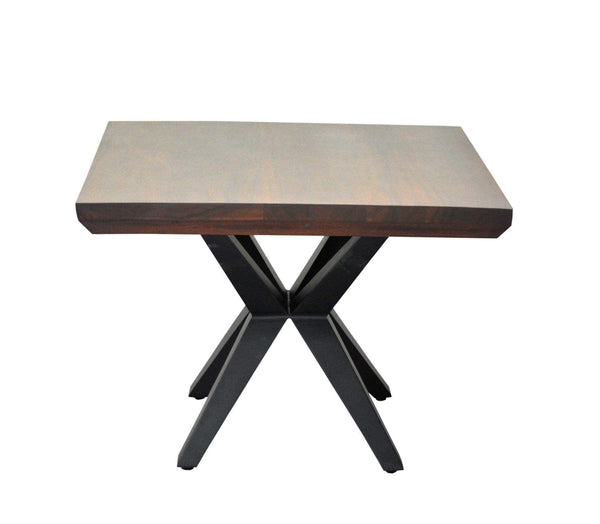 Tables Wooden Side Table - 24" X 24" X 18" Brown/Black Wood Metal Side Table HomeRoots